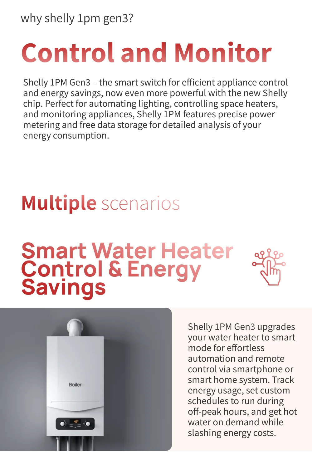 Shelly 1PM Gen3 Matter Smart Switch 16A with Power Metering Free Cloud Data Energy Optimization Analysis for Home Automation