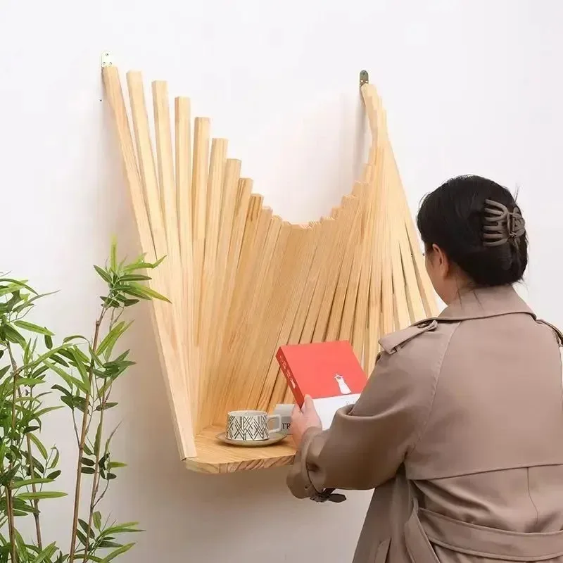 Minimalist Solid Wood Wall Mounted Computer Desk Foldable Space Saving Office Table Creative Design Hanging Desk for Home