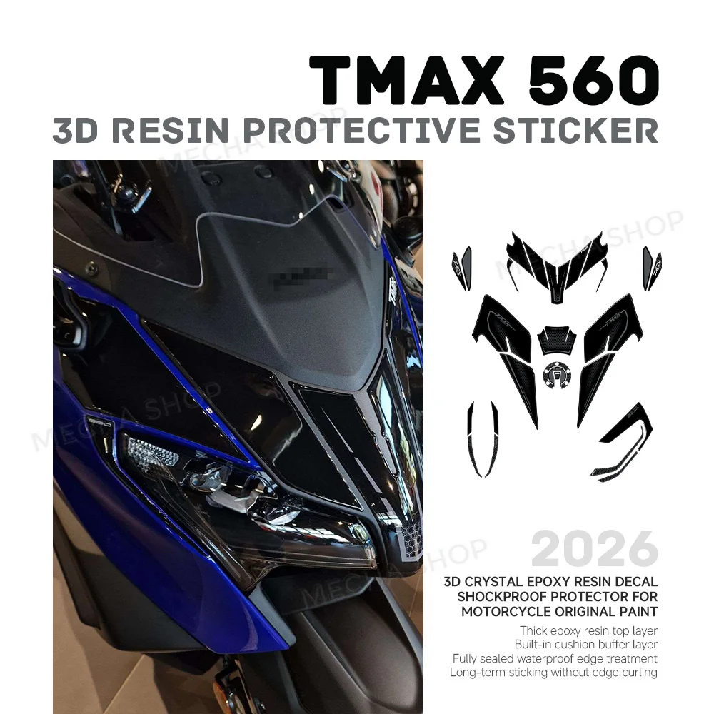 Tank Pad Protection Kit 3D Motorcycle Stickers For TMAX 560 TMAX560 2025 2026 Complete kit