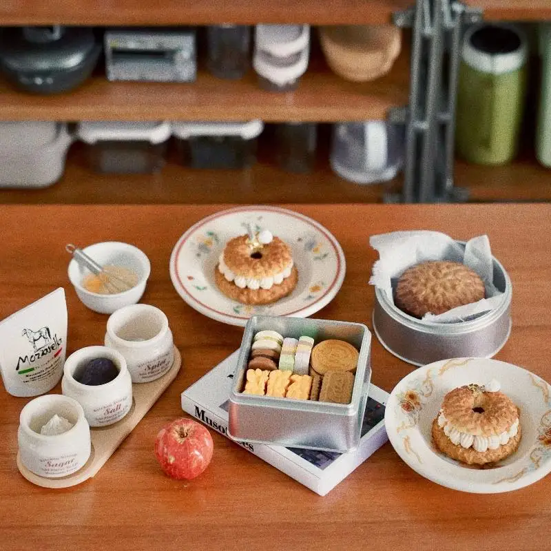 3Pcs Mini Food And Condiment Jars 1/6 Scale Miniature Dollhouse Kitchen Spice Container Model With Spoon And Stickers Girl Gift