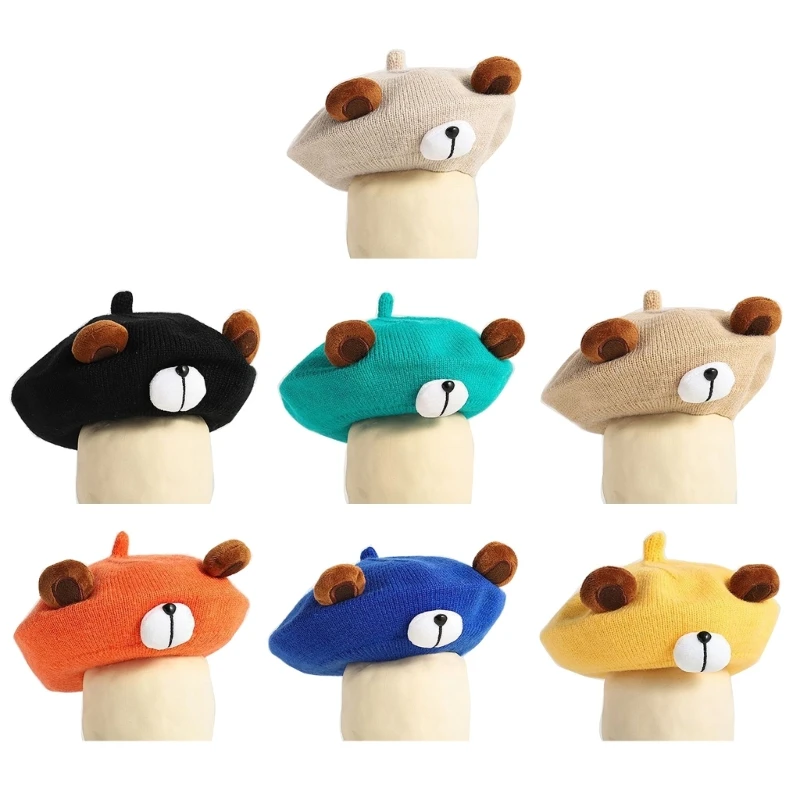 

Trendy Unisex Baby Hat Bear Designed Knitted for 6 Months to 3 Years Old Fashionable Autumn Winter