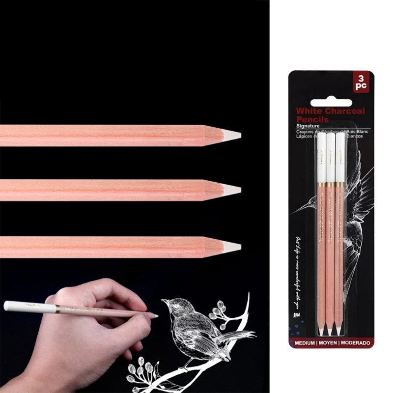 2/3/4x/набор белых угольных карандашей, карандаши для рисования, карандаш для рисования, карандаш для рисования и растушевки