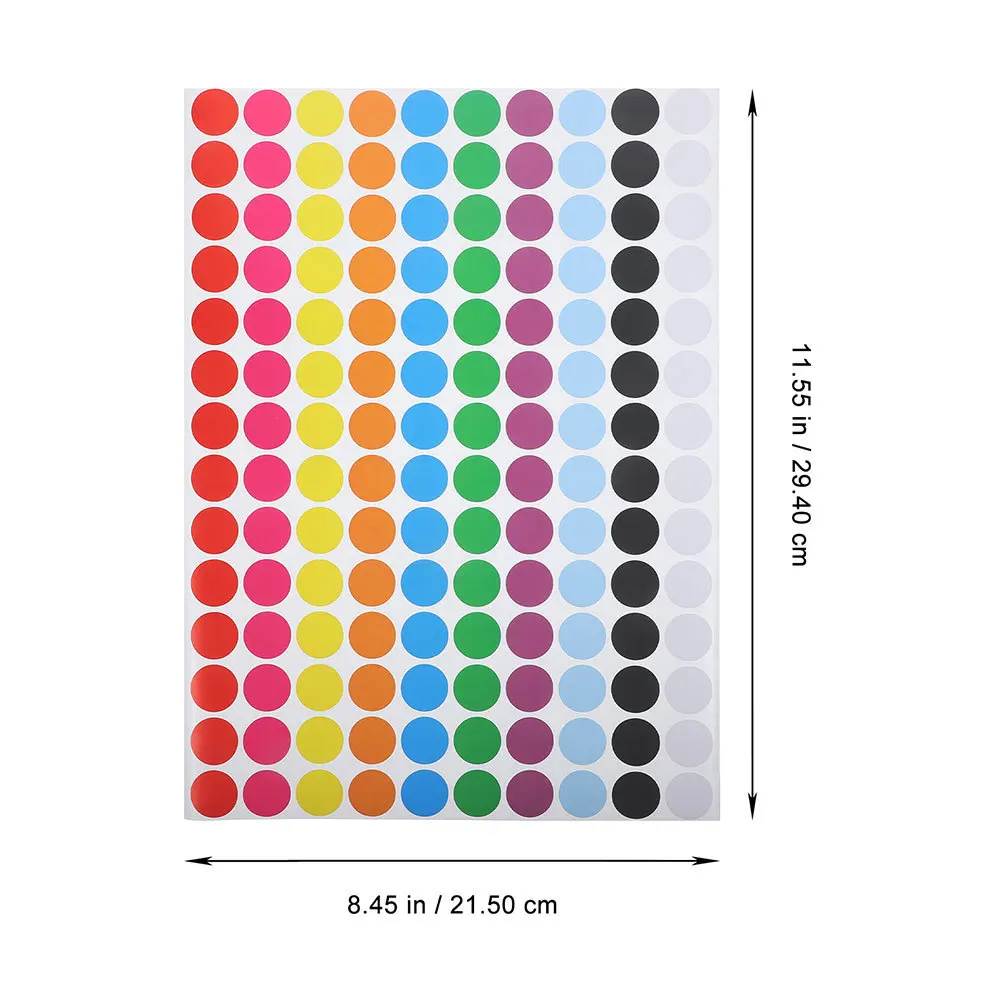 10 أوراق ملصقات مستديرة ملونة ذاتية اللصق وقابلة للإزالة لتصنيف ملف تنظيم الفرز والفرز