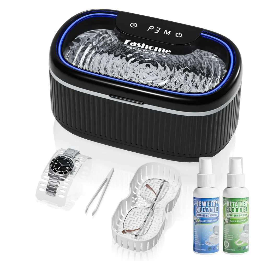 

Professional Digital Ultrasonic Jewelry Cleaner with 7 Oz Retainer & Jewelry Cleaner Solution, 550ML Sonic Cleaner with Lights