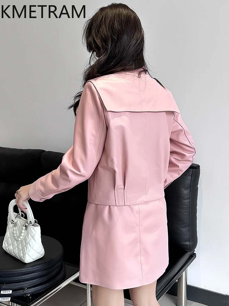 Real Top Layer of Sheepskin Jackets Woman Genuine Leather Jacket and Skirt Fashion Suit Women Fall Clothes 2025 дубленка женская