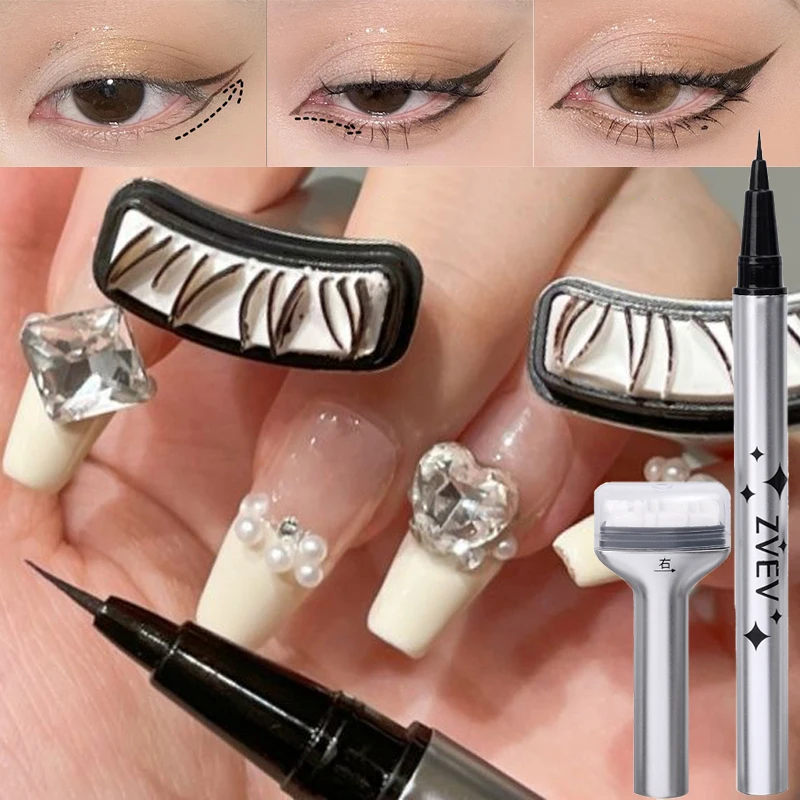 2 In 1 Eyelash Ink Seal Pen for Beginner DIY Lower Lash Extension Stamps Fast Dry Black Liquid Eyeliners Makeup Tools Cosmetics