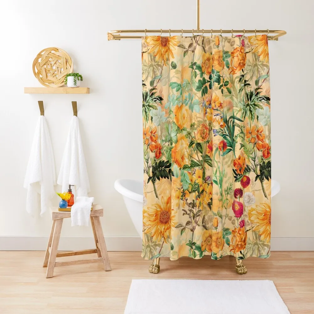 

Vintage Botanical Golden Summer Day Garden Shower Curtain In The Bathroom Accessories For Shower And Services Curtain