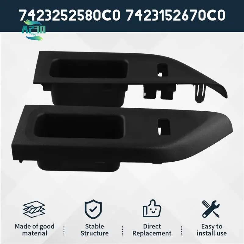 

A23Q-1Pair Front Door Switch Panel 74232-52580-C0 74231-52670-C0 For Toyota Yaris 2012-2014 Window Lift Switch Trim Cover