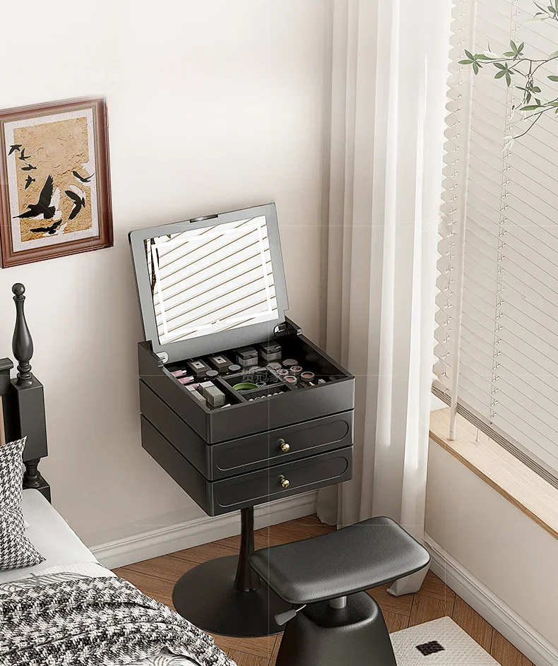 

Italian Minimalist Rotating Flip Dressing Table Bedroom Small Solid Wood Makeup Table Bedside Table