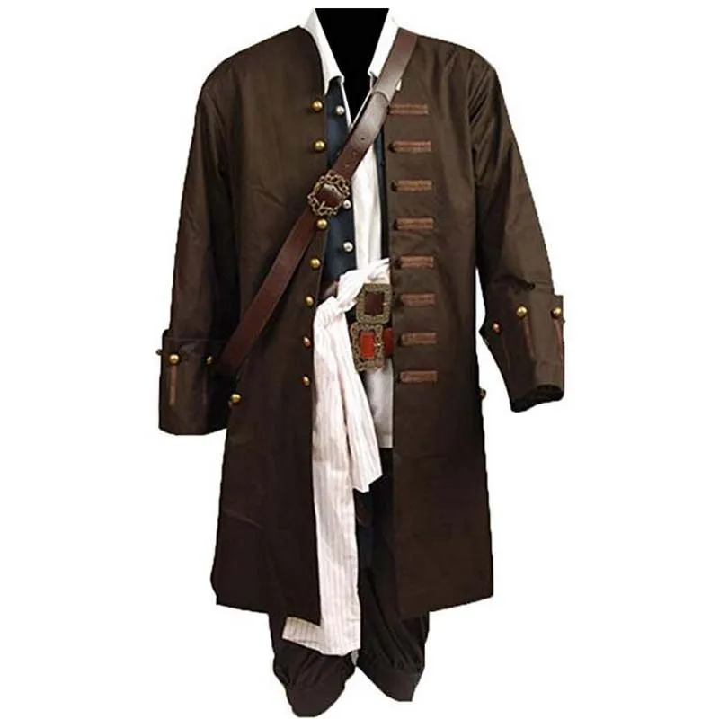 New Arrival Jack Sparrow Costume Of The Caribbean Captain Cosplay Costume For Adult Men Jacket Coat