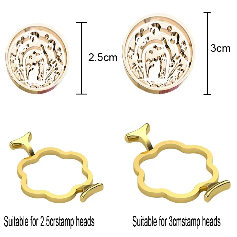 Wax Seal Metal Mold Holder Metal Sealing Round Flower Heart Wax Seal Stamp Rings Wedding Shape for Card Making Supplies SB037