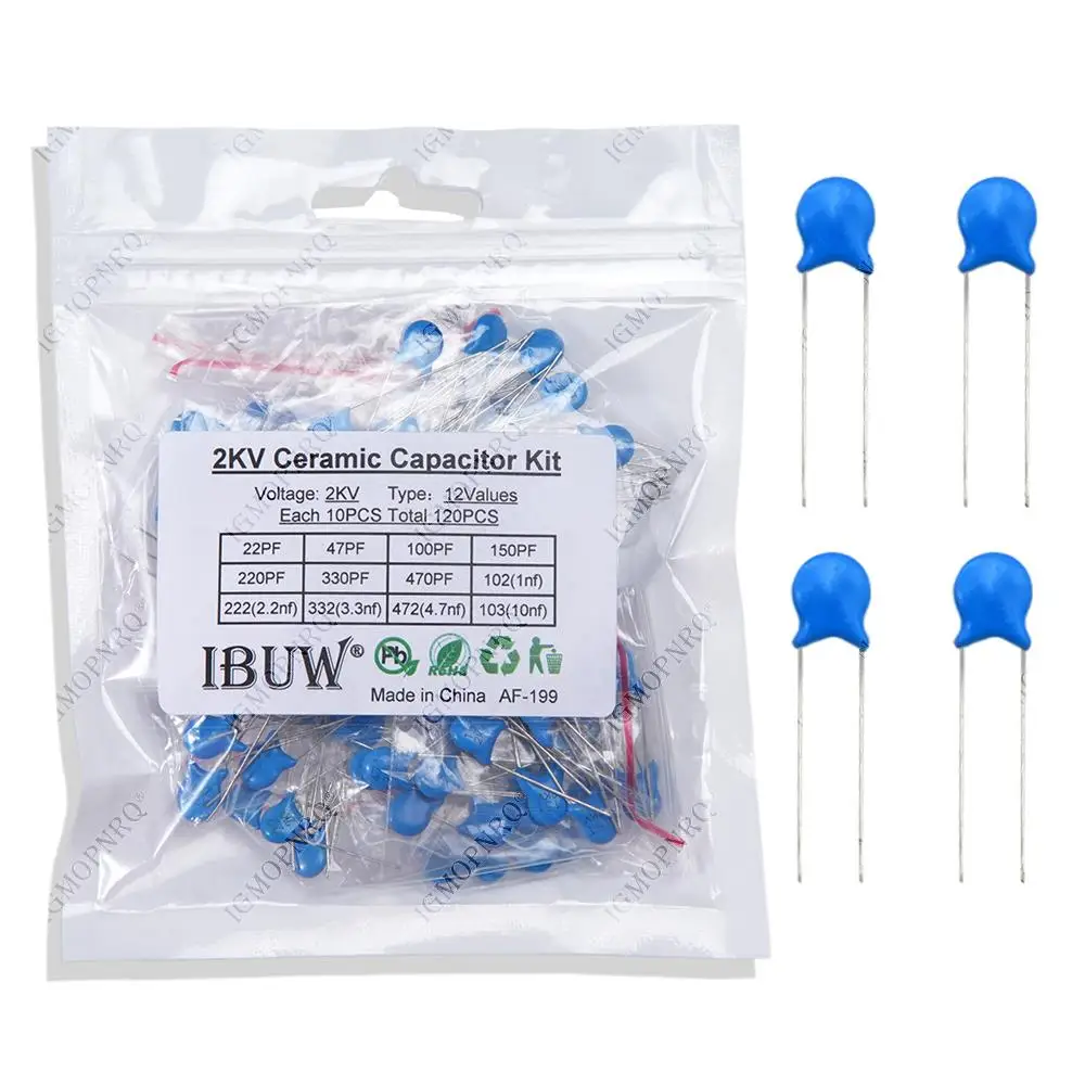 DIY KIT 120PCS=12value*10PCS 2KV Ceramic capacitor KIT 2KV 22P 47P 100P 150P 220P 330P 470P 102 222 332 472 103 EACH 10PCS