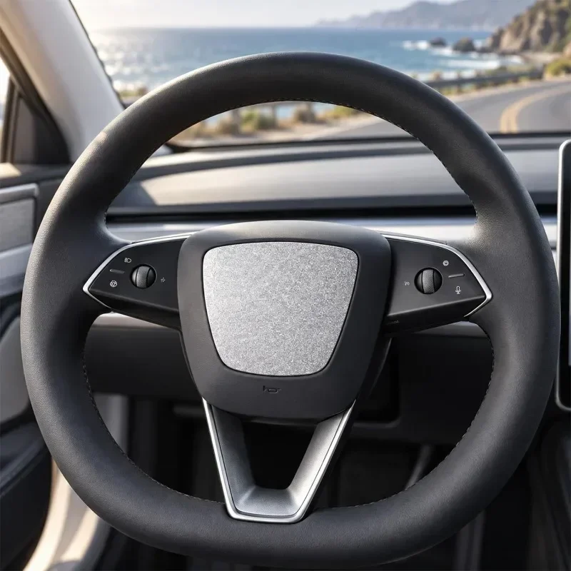 Car Steering Wheel Button Protective Cover Decorative Sticker for Tesla Model 3 Model YL Y Juniper Interior Trim Accessories