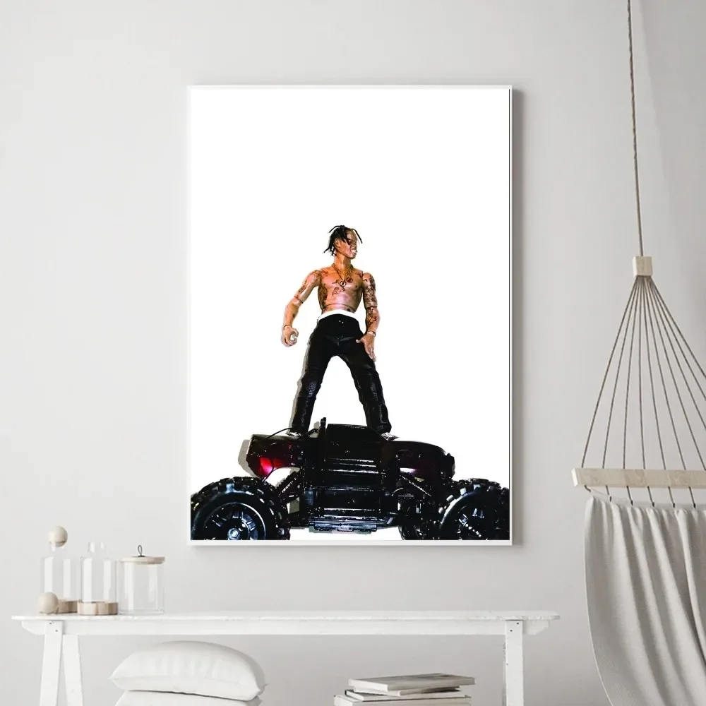 Hip Hop Singer T-Travis S-Scott Poster Vintage Prints Art Home Painting Bathroom Kitchen Bar Accessories Wall Sticker Small Size