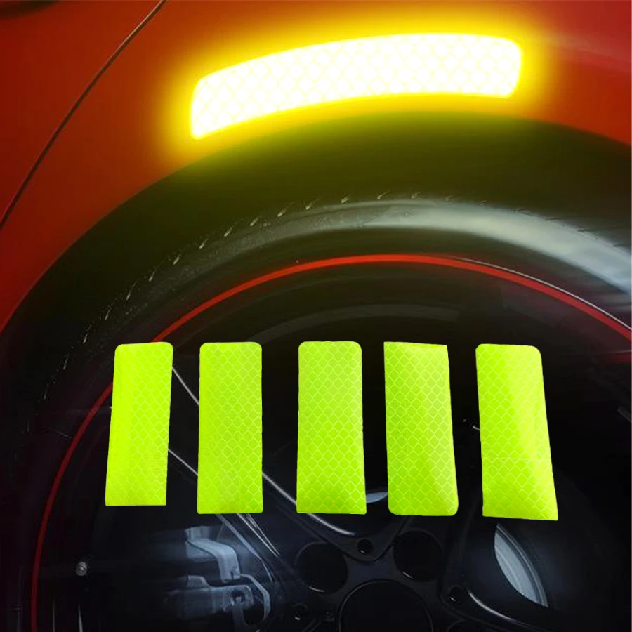 ملصقات عاكسة ليلية للسيارة تحذيرية من PET مضادة للتصادمات ملصقات مضيئة مقاومة للماء على مستوى الماس للسلامة المرورية على الطرق 5 قطع #6