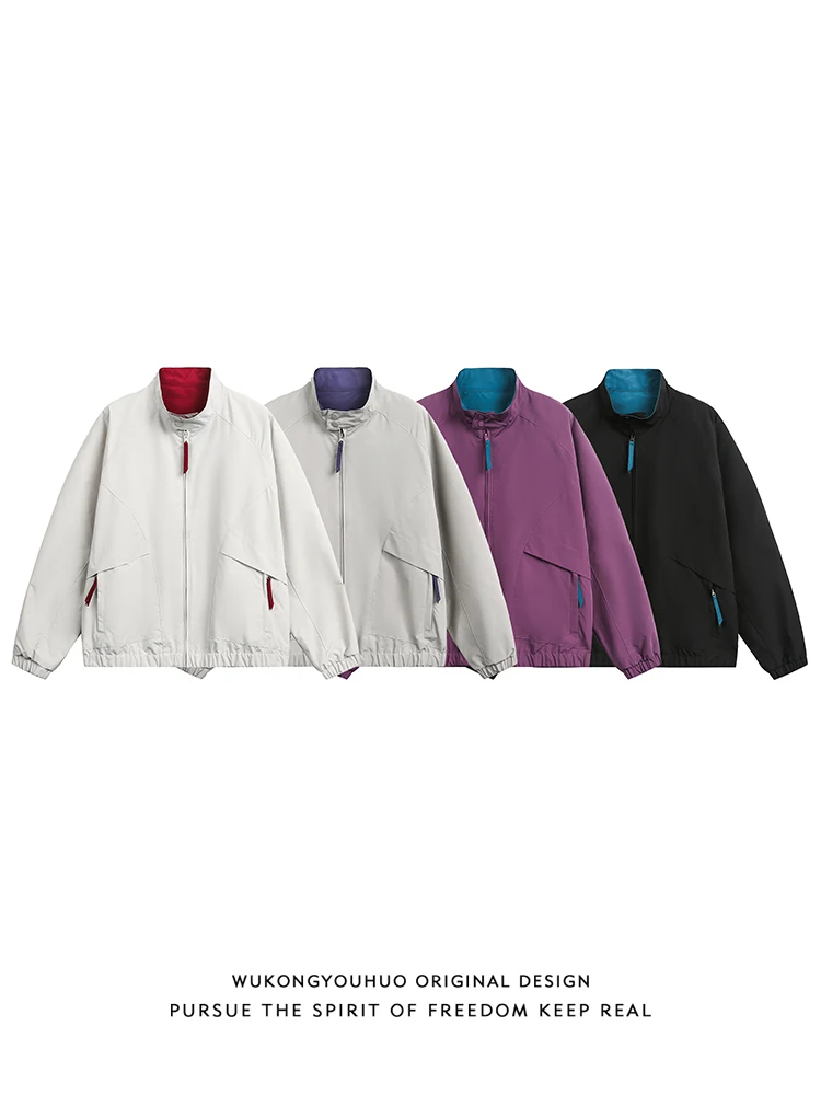 Mountain Outdoor Three-proof Contrasting Color Stand-up Collar Sports Jacket Men's American Retro Tooling Jacket