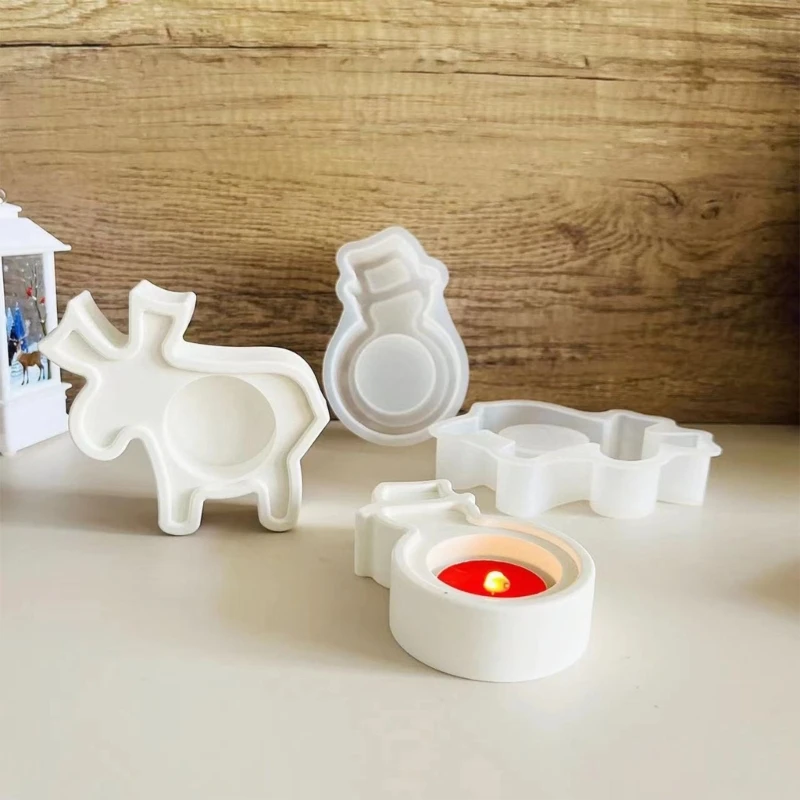 Convenient Silicone Candlestick Molds for Reindeer and Snowman Holders