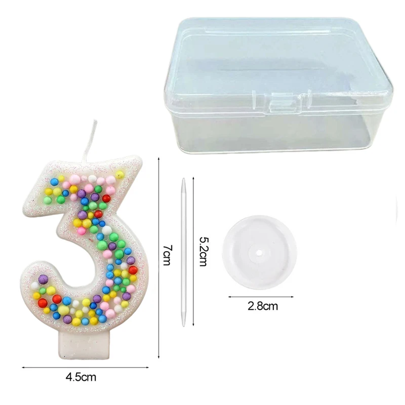 Colorful Ball 0-9 Digital Candles Creative Number Birthday Cake Decoration