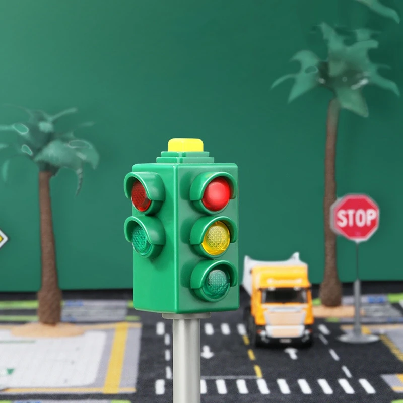 Mini Traffic Signs Road Light Block With Sound LED Children Safety Traffic Light Model Kids Traffic Light Toys