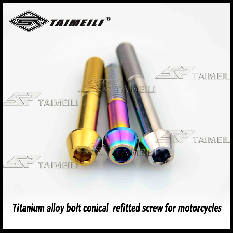 Titanium alloy bolt conical M8 x 15/20/25/30/35/40/45/50mm refitted screw for motorcycles