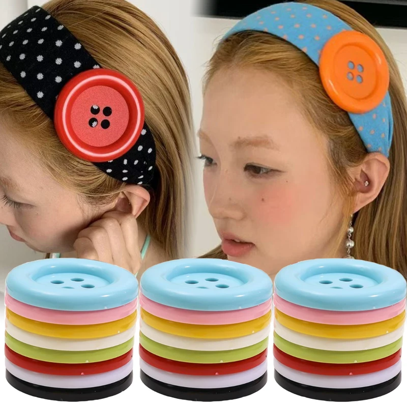 Jumbo Round Plastic Buttons 4 Holes Mixed Bright Colors for DIY Sewing Craft Hair Clips Bag Decor Scrapbooking Y2K Accessories