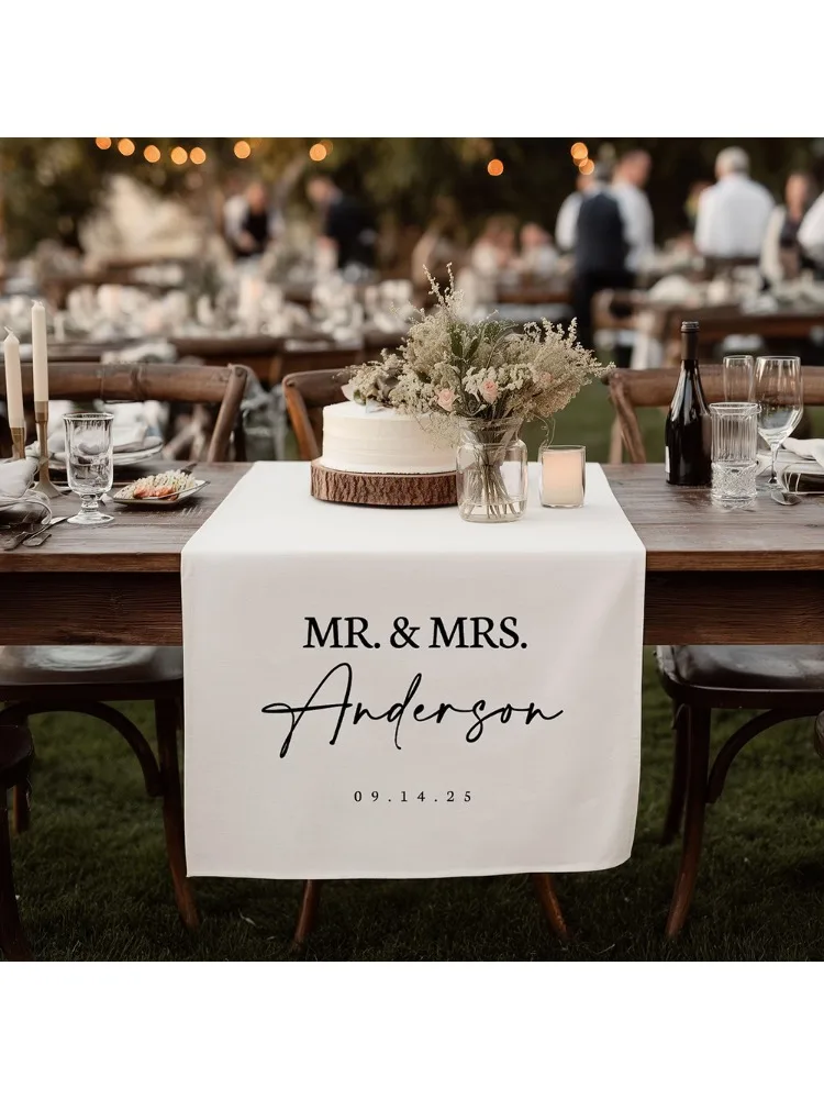 Nappe de mariage personnalisée Mr & Mrs, 70x100cm, décorations pour le jour de mariage, accessoires de fête de fiançailles, cadeau de réception de mariage