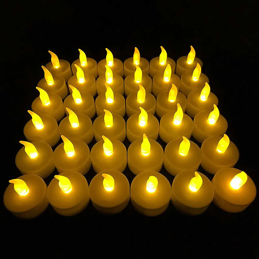 36Pcs Flameless LED Tea Light Candles Battery Powered Tealights Fake Candles Realistic Flicker for Birthday Memorial Church
