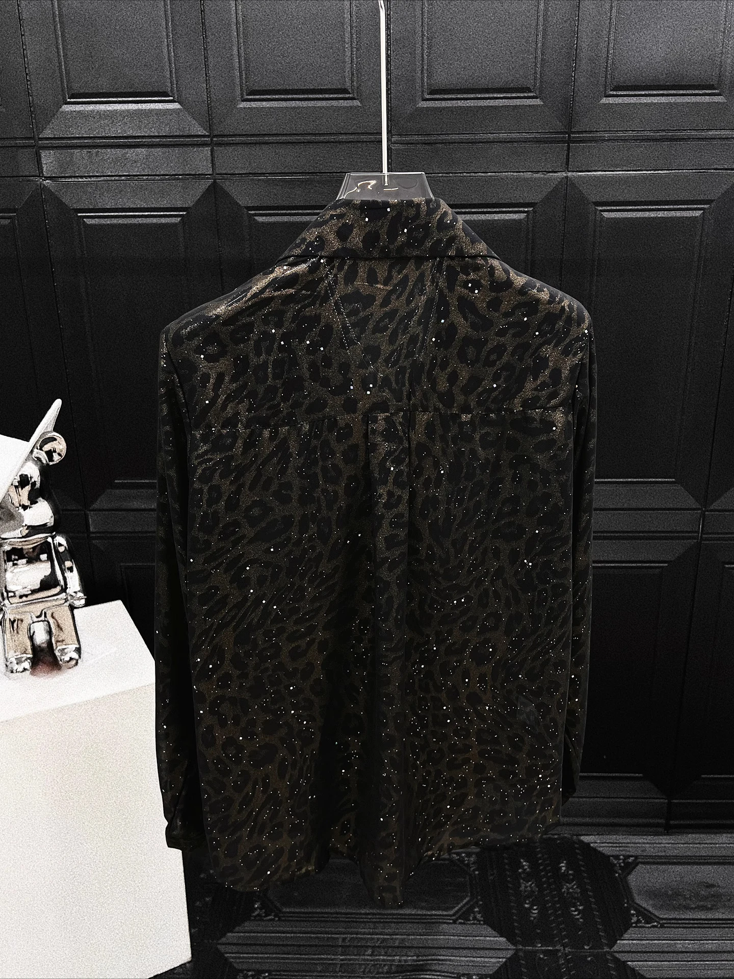 Trendy Retro Hot Diamond Long Sleeve Shirts Men's 2025 Summer New Fashion Tops Male Handsome Leopard Print Quick-drying Shirt