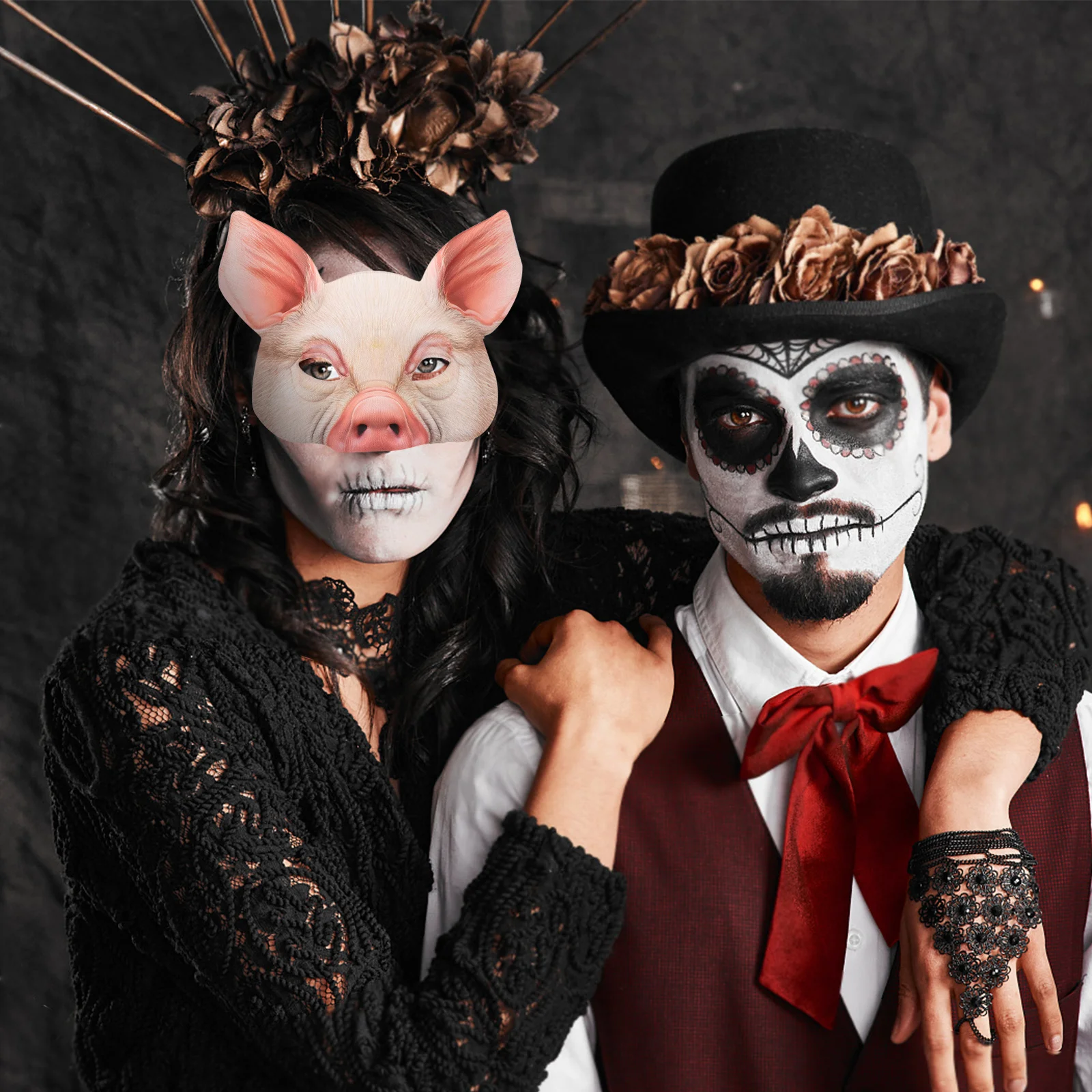 

Half Face Pig Mask in Pink Cute Animal Style Perfect for Masquerade Ball Party Halloween Carnival Costume Festive Event