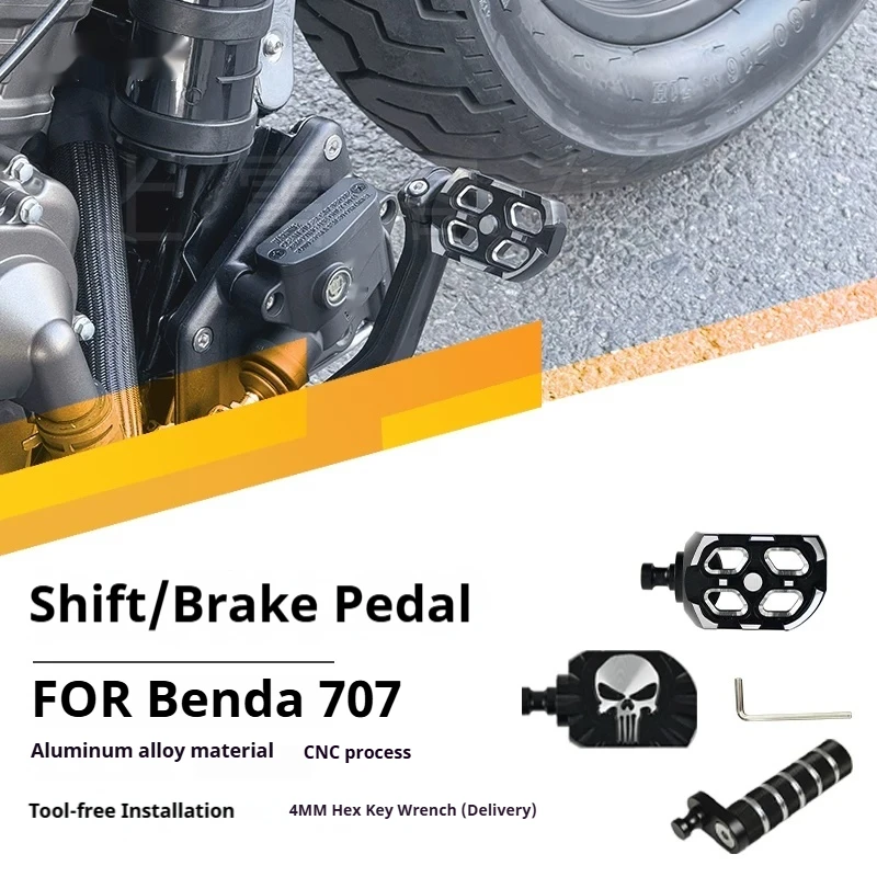 For Benda Rock 707 Oversized Brake Pedal Shift Lever Heel-Toe Shifter CNC Aluminum Anti-Slip No-Drill Accesorios Moto