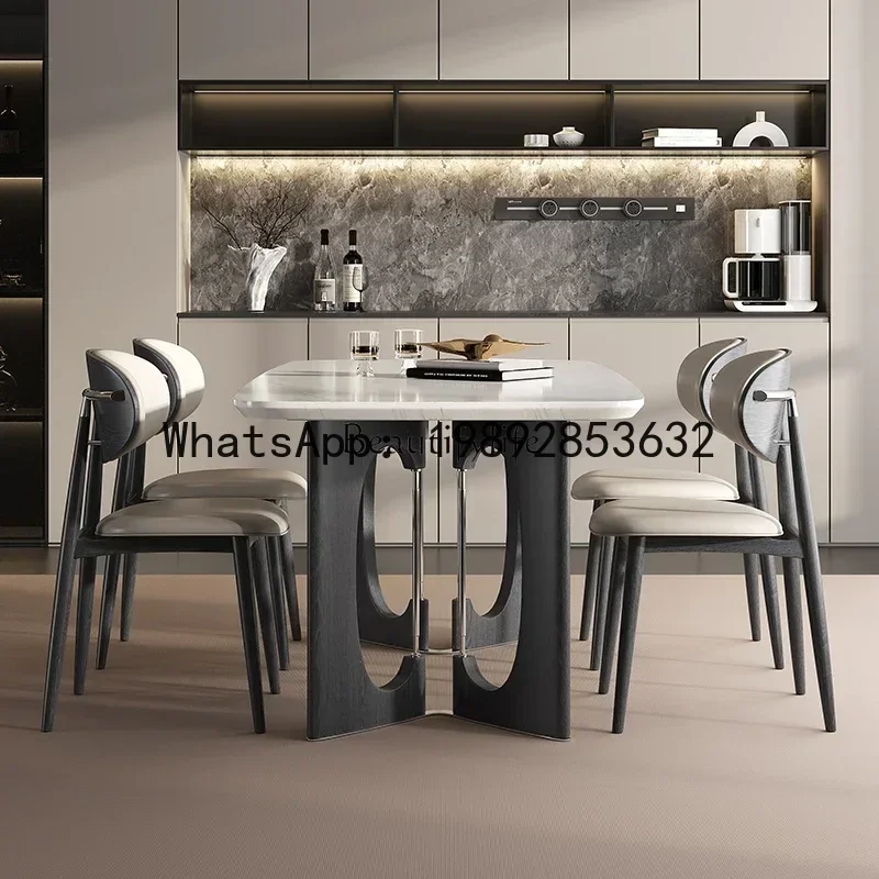 Marble dining table New Italian minimalist high-end home modern simple rectangular dining table