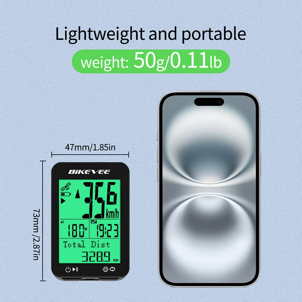 Bikevee Outdoor Bike Riding Speedometer GPS Wireless Cycling Computer Newest 2.4 LCD Display Bicycle Odometer MPH KM/H Multi-lingual Waterproof Rechargeable Bicycle Accessories Tracker with Auto Start/Stop/Backlight view 7