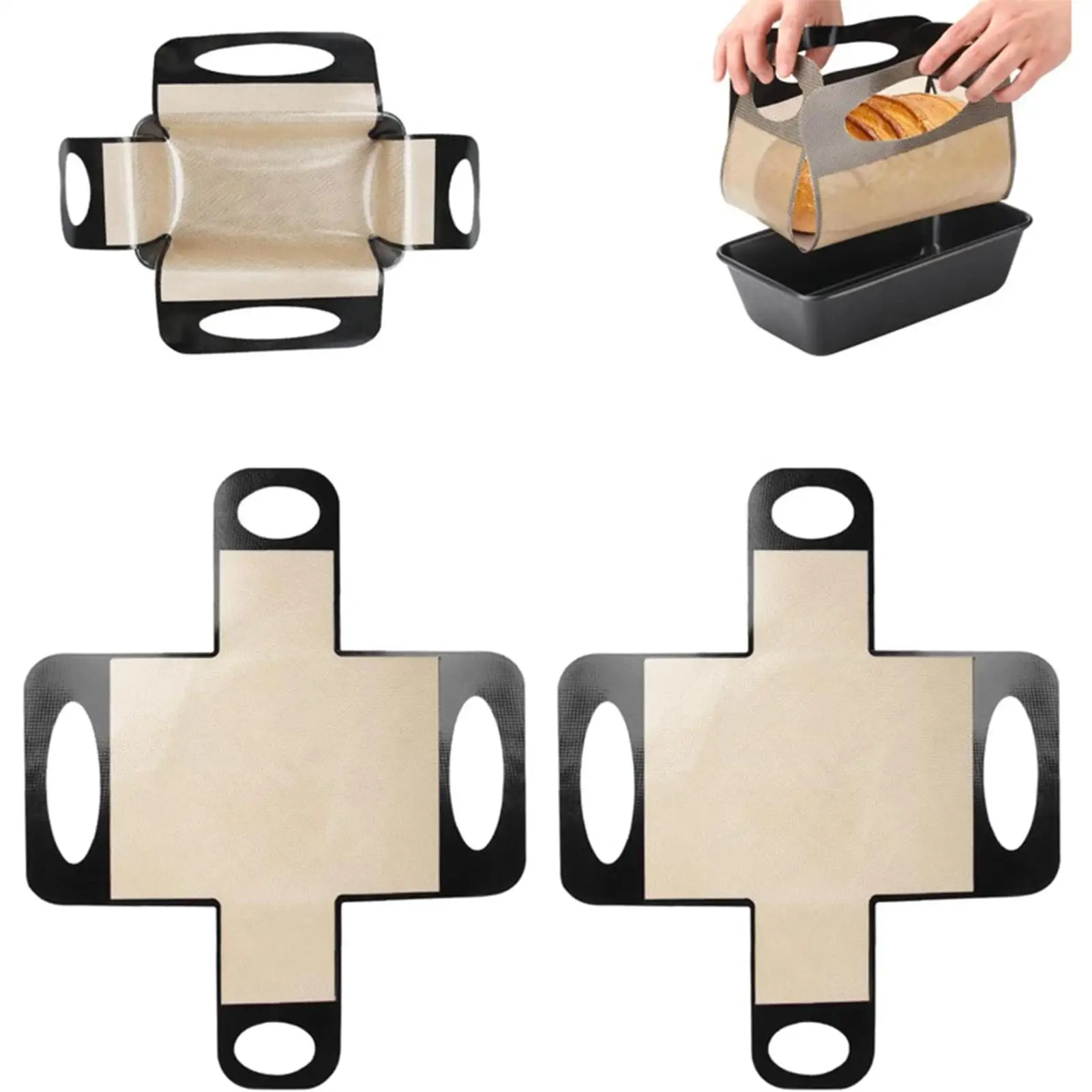 

Силиконовые вкладыши для сковородок для хлеба, многоразовые антипригарные коврики для выпечки хлеба, противень для хлеба с ручками, термостойкие