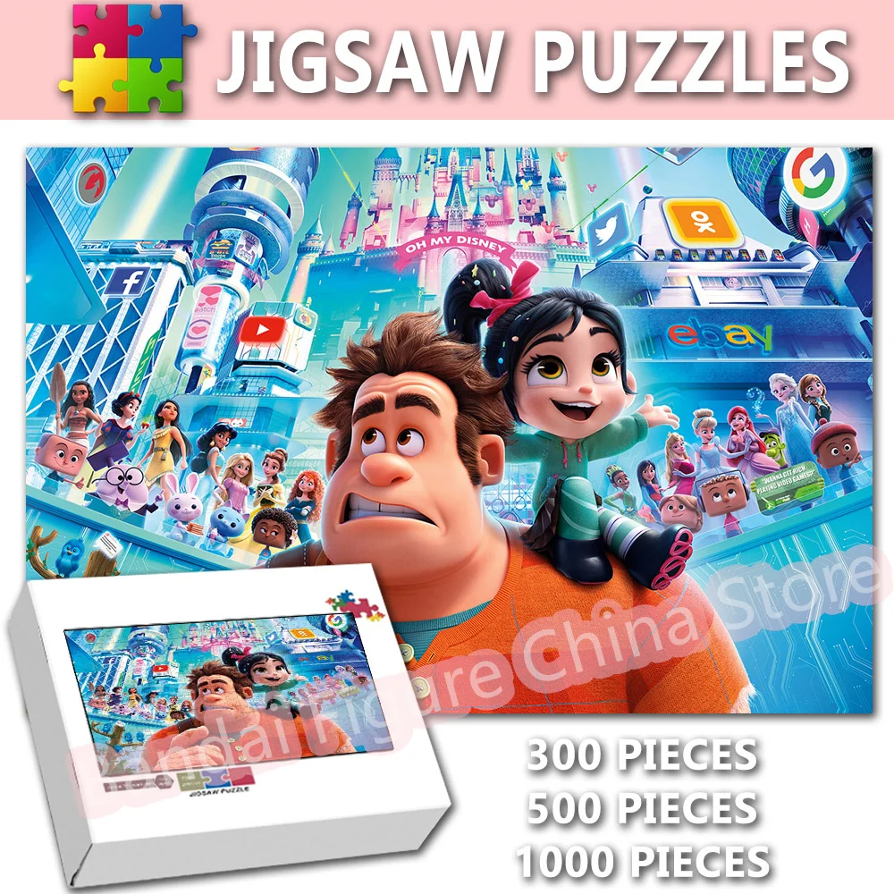 Ralph Breaks The Internet!anime Print Puzzle 300/500/1000 Pieces Disney Cartoon Movies Diy Jigsaw Puzzle Creativity Imagine Toys