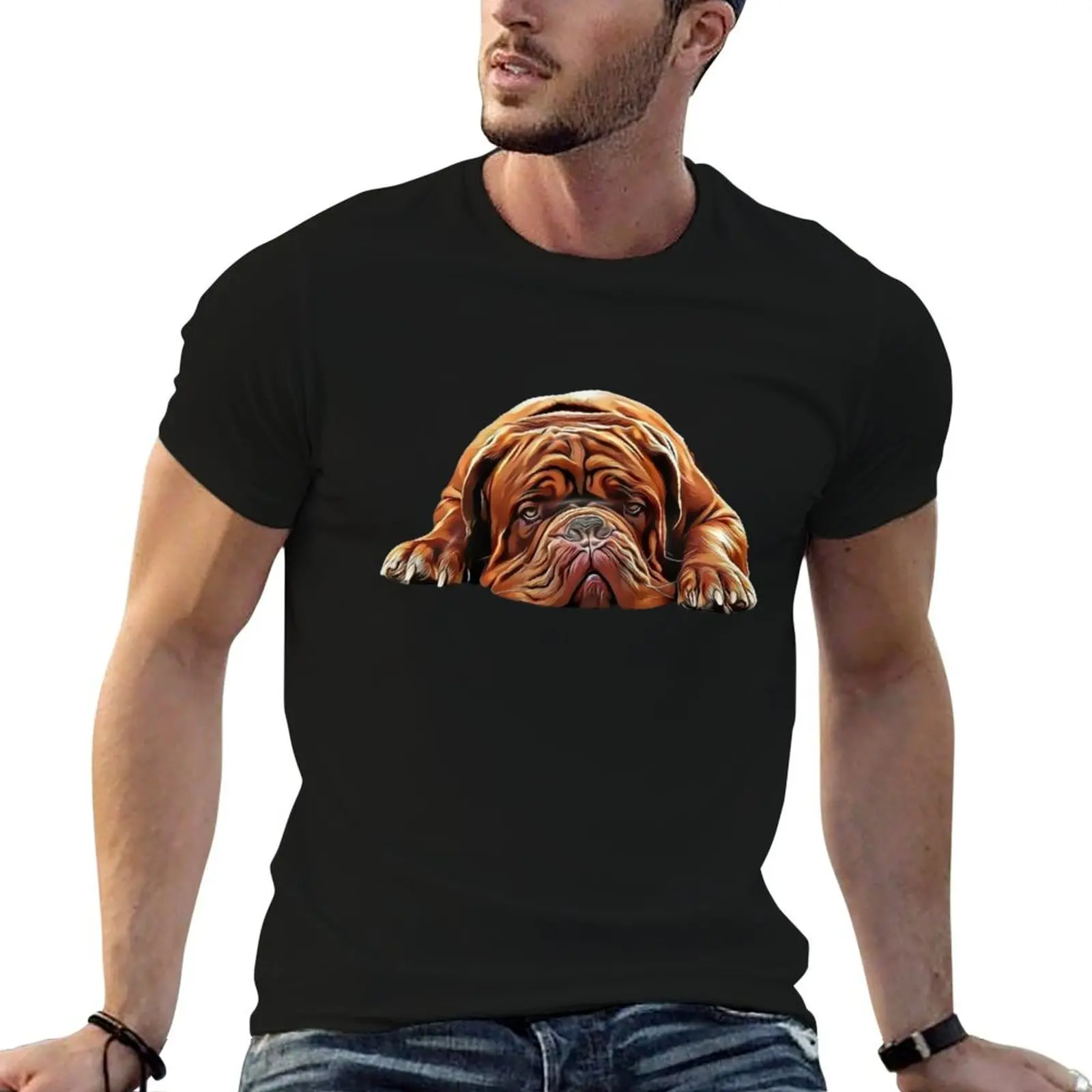 Camiseta Dogue De Bordeaux, camisetas de designer para homem, camiseta gráfica engraçada para homem, camiseta de algodão de alta qualidade