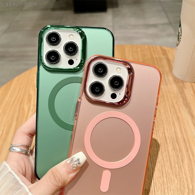 Shockproof Magnetic Shockproof Plain Phone Case For iPhone 11 12 13 14 15 16 Pro Max Plus For Magsafe Wireless Charge Cover