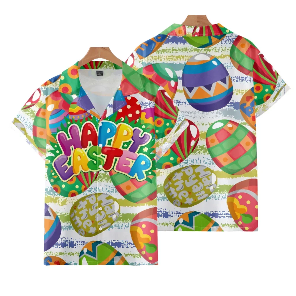 Cartoon Dinosaurs 3D Happy Easter Day Mens Shirts Beach Shirt Kawaii Womens Kids Awaiian Shirts Fashion Rabbit Graphs Tshirts