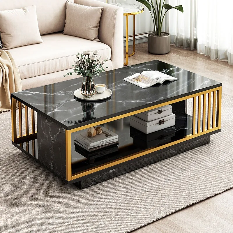 

Living Room Apartment Bedroom Balcony Lightweight Luxury Creative Small Coffee Table Marble Appearance Steel Frame