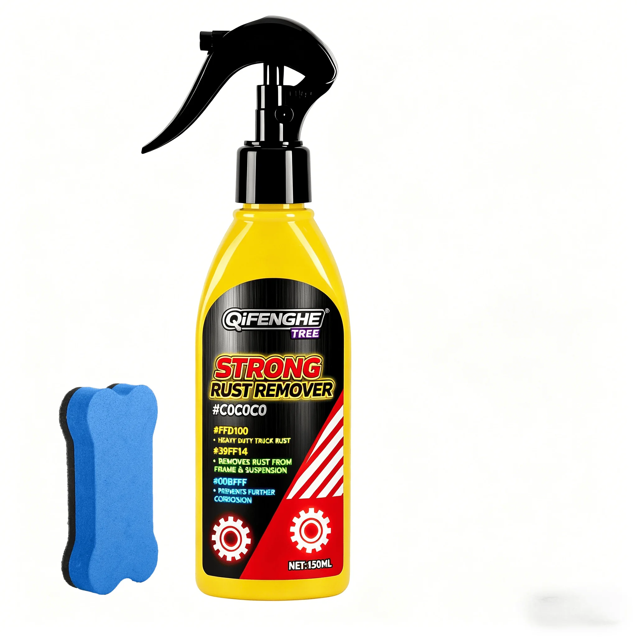 QiFENGHE® Strong Rust Remover Spray for Car Rims Wheels Remove Rust Stain Brake Dust Iron Fallout Cleaner 150ml