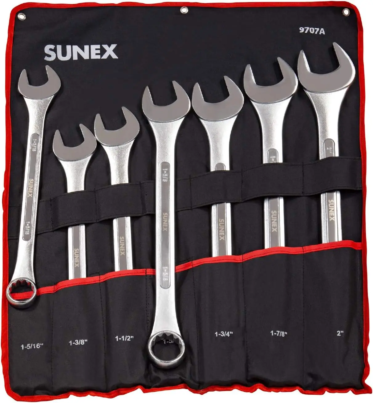 9707 Jumbo Fractional Combination Wrench Set, 7Piece (Includes Roll-Case), Sae Jumbo Combination Wrench Set