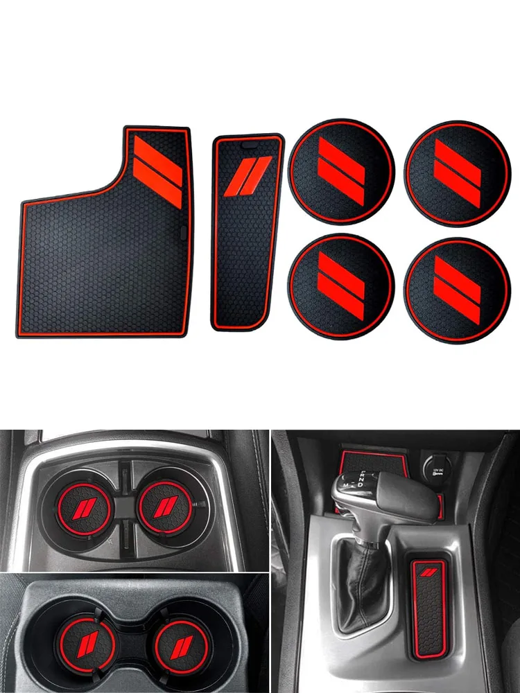 Suitable for 2015-2021 Dodge car center console dust pad and center console inner pad interior (6-piece set, red trim)