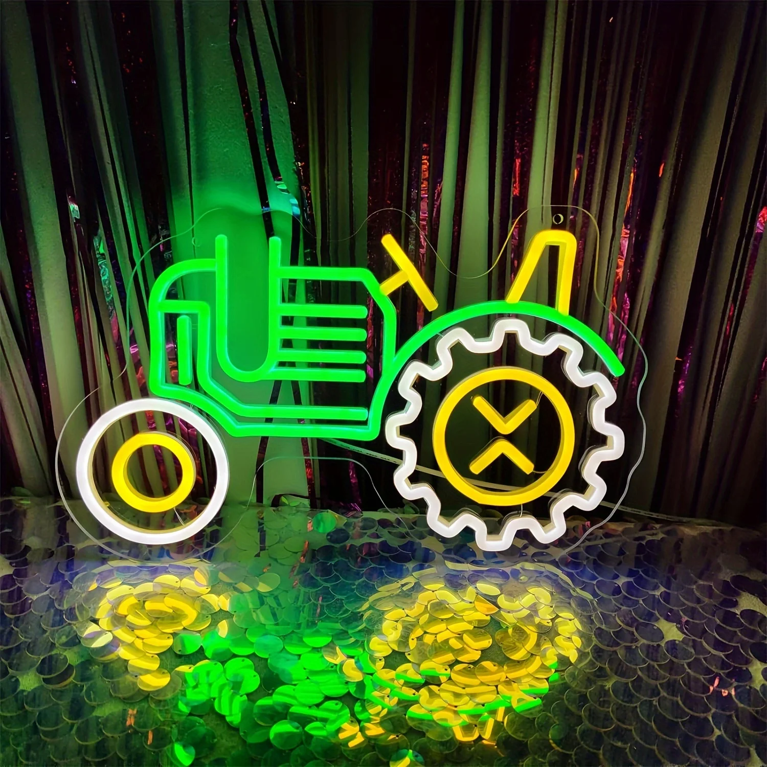 Tractor Neon Sign LED Light for Farm Decor USB Rechargeable Wall Art Sign Agricultural Machinery Theme Lighting Country  Gift