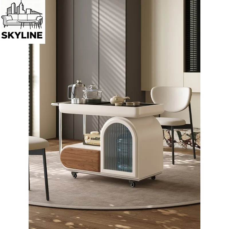 Movable coffee table Small apartment tea making integrated cart Balcony with kettle tea table