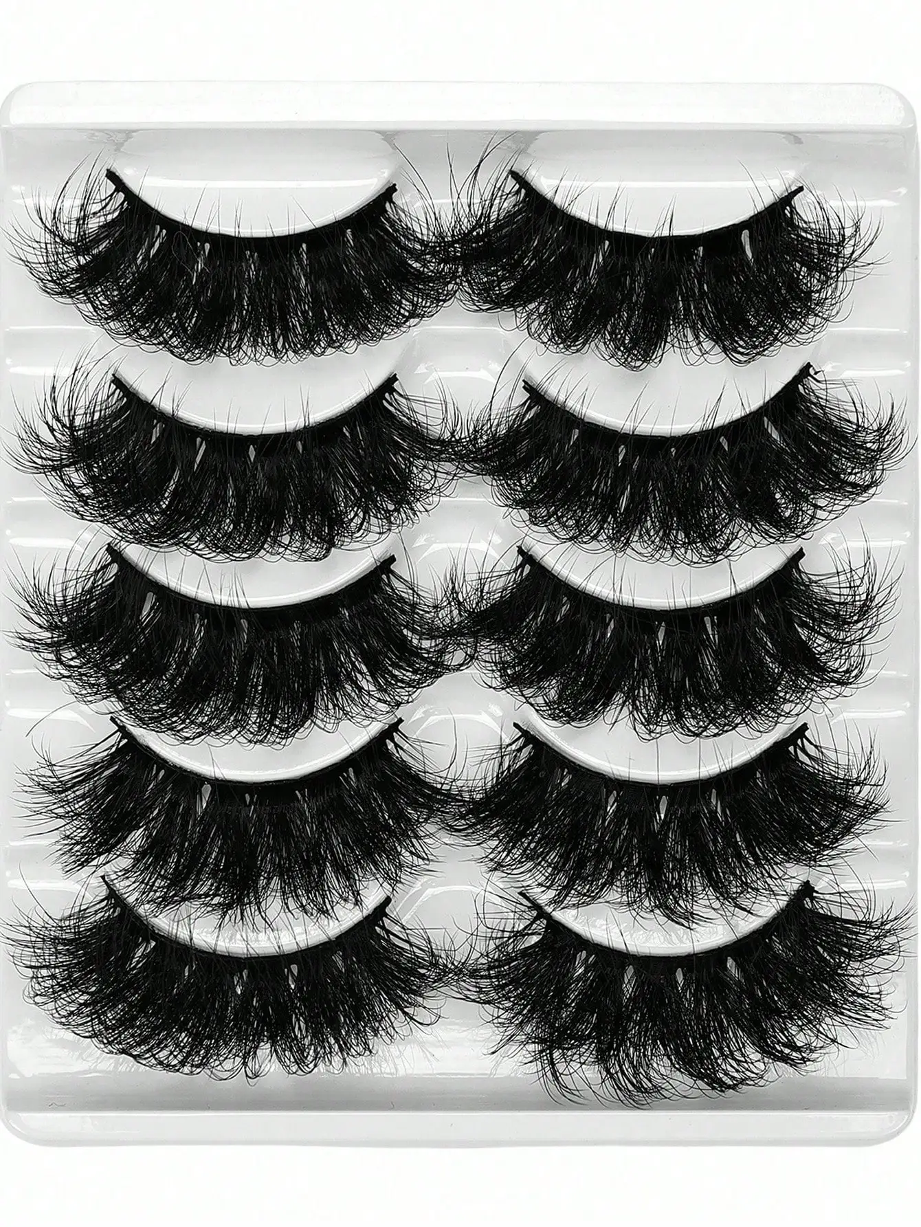 5 Paar Kunstwimpern aus Nerzimitat, flauschig, lang, voluminös, für einen dramatischen Cat-Eye-Look, wiederverwendbar für Bühnen-, Party- und Abend-Make-up – Detail 5
