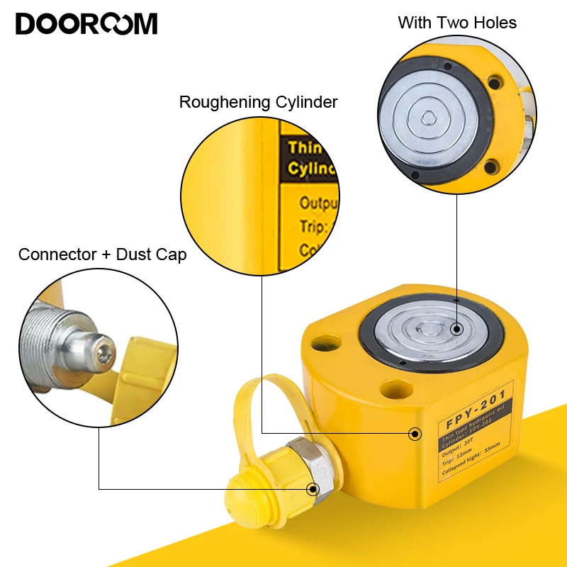 DOOROOM 5 ton 42mm Hydraulic Hollow Plunger Jack Hollow Plunger Ram Cylinder FPY-20 With CP-180 Hydraulic Pump Hand Pump