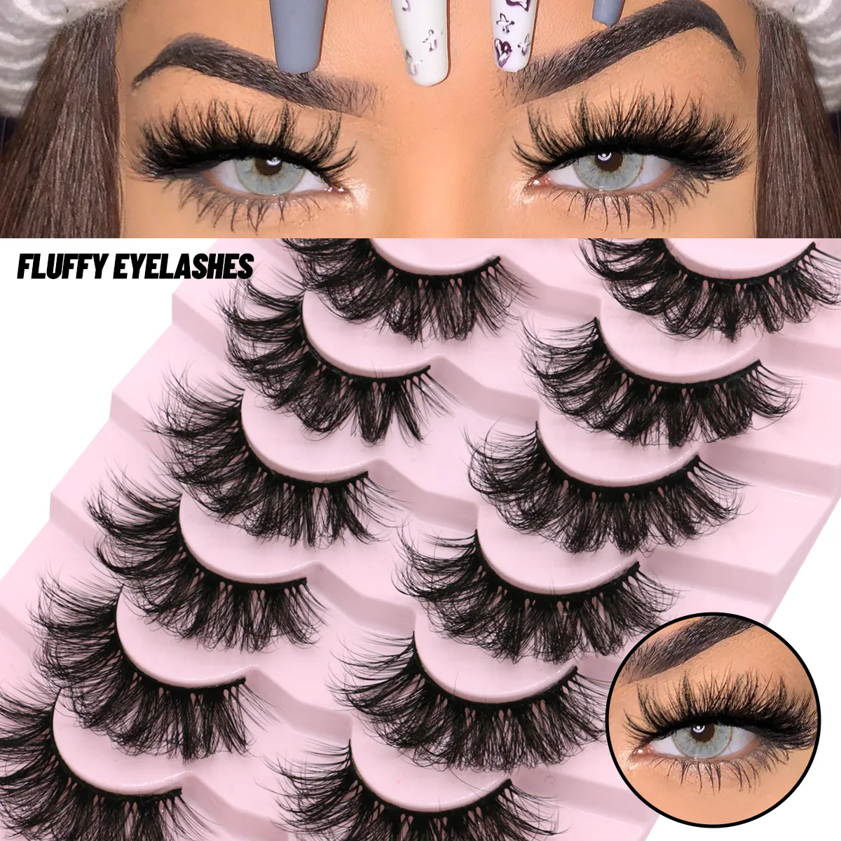 GROINNEYA Lashes Mink Fluffy 5/7 Pairs Eyelashes Long Lasting  Wispy Natural Lashes Dramatic Volume lashes Extension Thick  Long