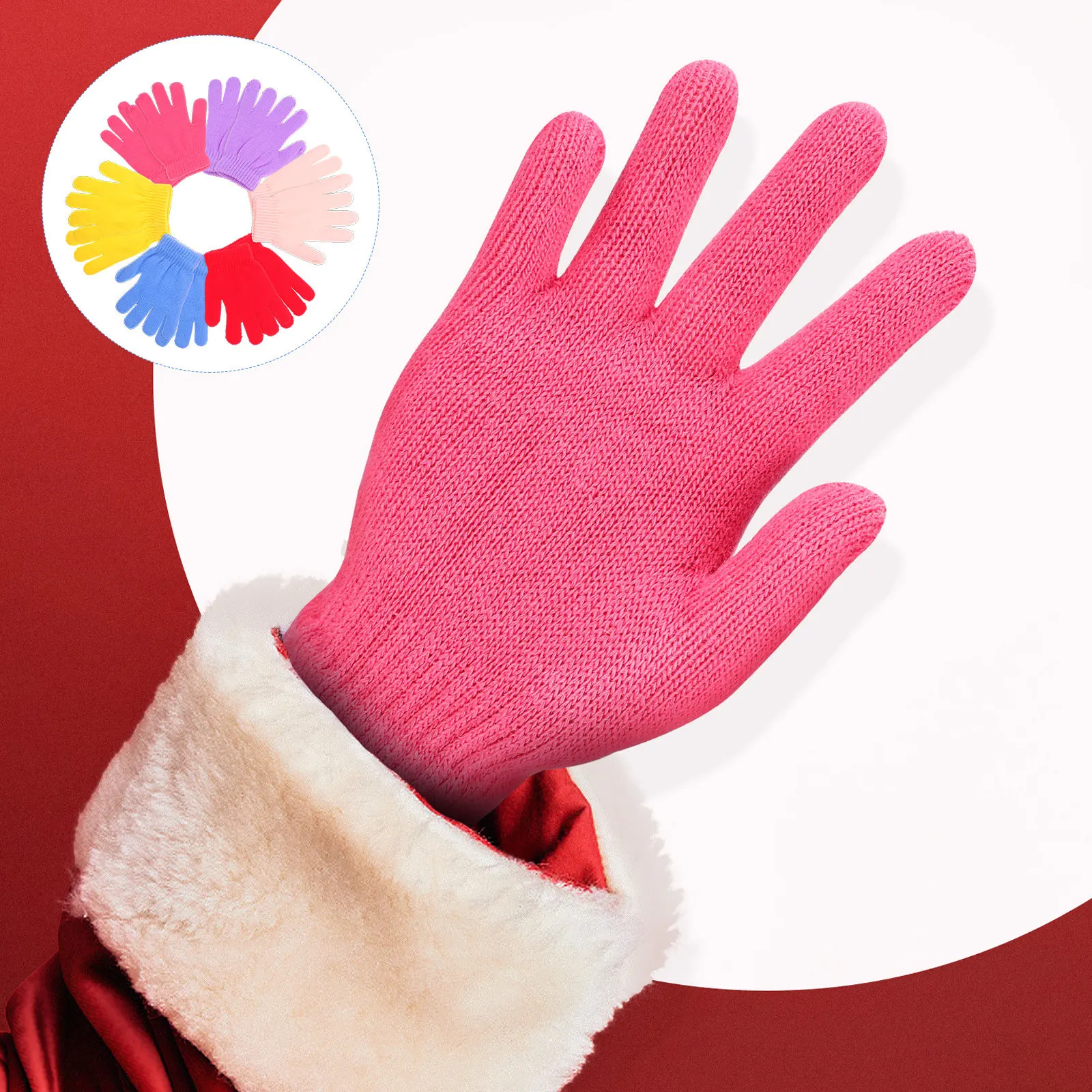 

6 пар теплых флисовых термоперчаток для детей, нескользящие зимние варежки, уличные морозостойкие детские перчатки, легкие