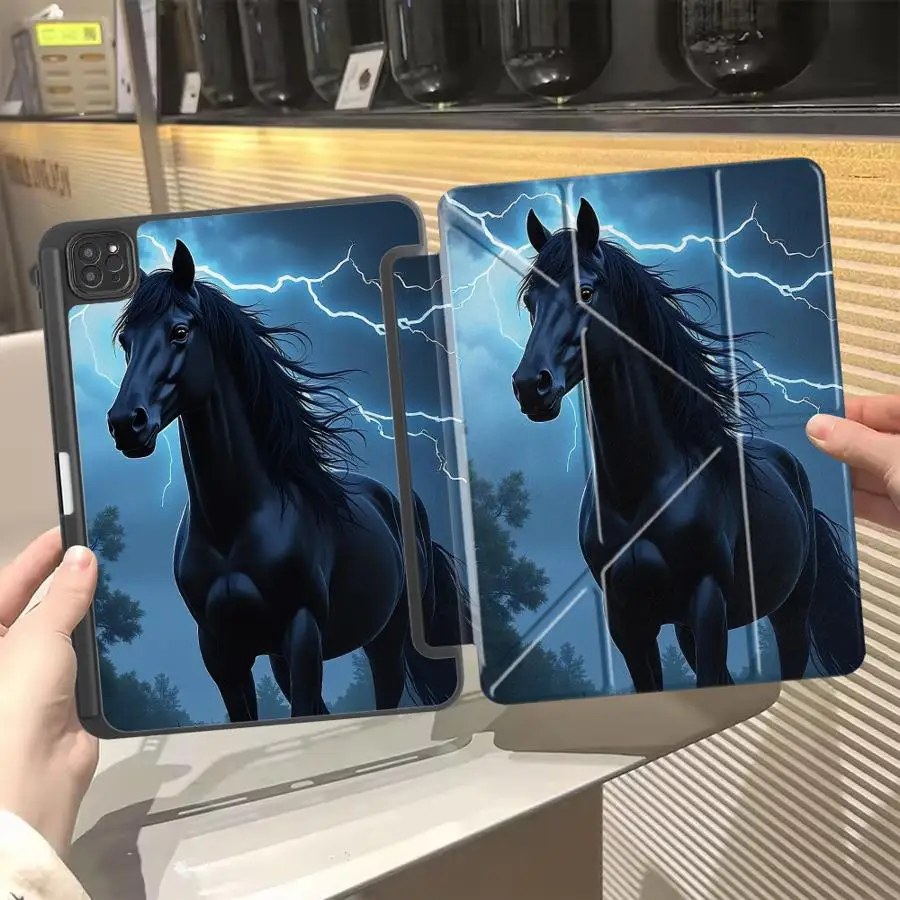 

Чехол Black Horse Lightning для планшетов iPad Mini 6, 7, Air 4, 5, M3, M2, 1, 2, M4, 11 дюймов, Pro 2025, Pro 11-го, 10-го, 9-го, 8-го, 7-го поколений, 12.9 дюймов