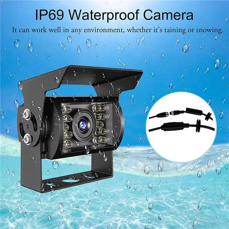 3X 1080P HD Backup Camera, IP69 Waterproof Wide View Angle Reversing Rear View Camera For Monitor Truck Trailer Pickup-T48C