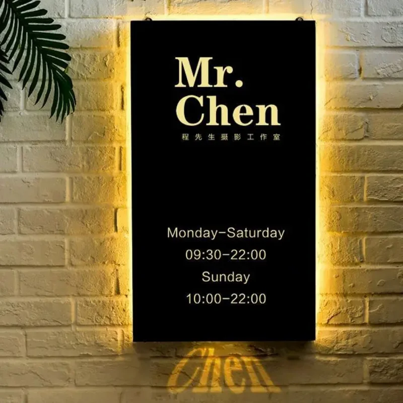 CustomDoor signboard billboard making outdoor wall sticking display board stainless steel luminous word hollow light box